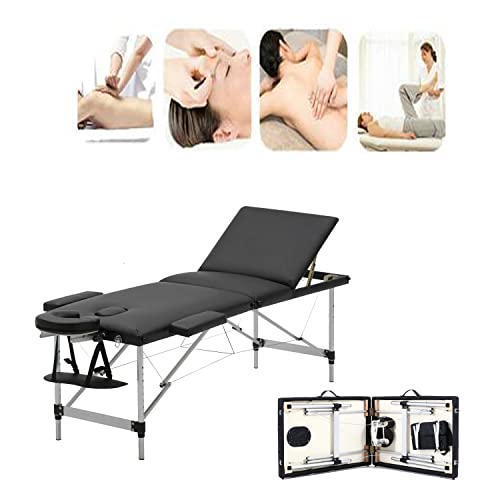 HSHa Massageliege höhenverstellbar Aluminium Massagetisch Massagebank Mobile Klappbar Massagebett Gesichts-Spa-Bett 3 Zonen PU Leder 210x62x85 cm (belastbar bis 230 kg) von HSHa