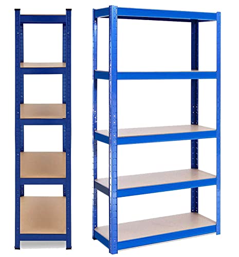 Stahlregaleinheit Heavy Duty Garage Racking Unit Metall Lagerregale Höhe und Layout Einstellbar für Büroschuppen Garage Freistehende Lagerregale (170x75x30cm, blau) von HSHa