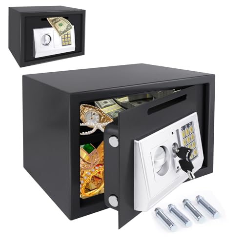 Tresor - Safe Tresor Feuerfest mit Zahlenschloss & 2×Notschlüssel - Digitaler Elektronischer Safe mit Doppelstahlbolzen - Minisafe Stahlsafe Schwarz Möbeltreso Wandtresor, 35 * 24.8 * 25cm Tresor - Safe Tresor Feuerfest mit Zahlenschloss & 2×Notschlüssel - Digitaler Elektronischer Safe mit Doppelstahlbolzen - Minisafe Stahlsafe Schwarz Möbeltreso Wandtresor, 35 * 24.8 * 25cm von HSHa