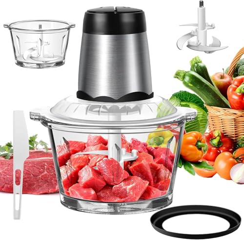 Zerkleinerer Küche Elektrisch, 300W Multizerkleinerer Elektrisch mit 2L Glasbehälter und 2 Geschwindigkeitsstufen, 4 Edelstahl Klinge für Fleisch, Zwiebeln und Gemüse Zerkleinerer Küche Elektrisch, 300W Multizerkleinerer Elektrisch mit 2L Glasbehälter und 2 Geschwindigkeitsstufen, 4 Edelstahl Klinge für Fleisch, Zwiebeln und Gemüse von HSHa