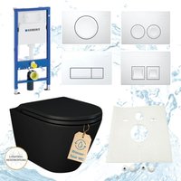 Hsi-expert - Geberit Vorwandelement Design wc spülrandlos schwarz matt Komplett Set Delta15 von HSI-EXPERT