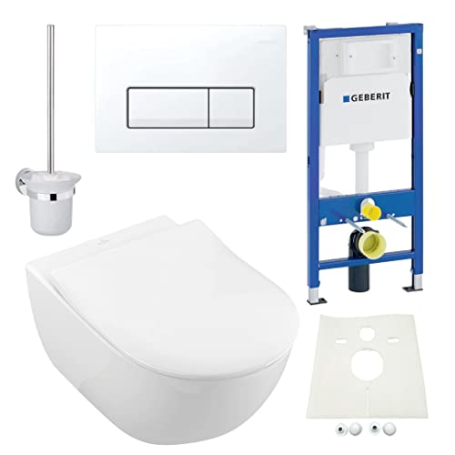 Geberit Duofix Vorwandelement, V&B Subway 2.0 spülrandlos, Beschichtung, Delta51, Kpl-Set, WC-Bürste Wandhängend von HSI-Expert