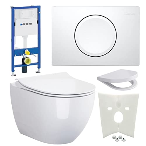 Geberit Vorwandelement + Bartolo WC + Drückerplatte + WC-Sitz Delta11 Star von HSI-Expert