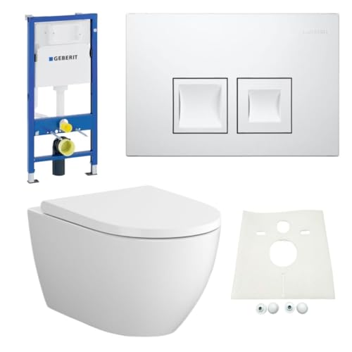 Geberit Vorwandelement + Bartolo WC + Drückerplatte + WC-Sitz Delta50 Star von HSI-Expert