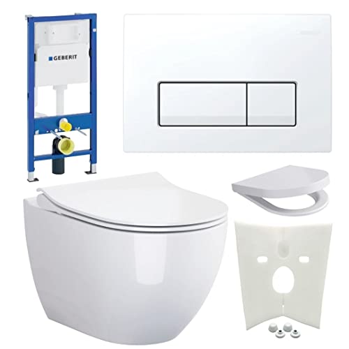 Geberit Vorwandelement + Bartolo WC + Drückerplatte + WC-Sitz Delta51 Star von HSI-Expert