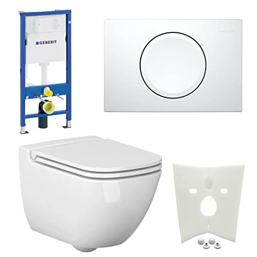 Geberit Vorwandelement + Ference WC + Drückerplatte + WC-Sitz Delta11 von HSI-Expert