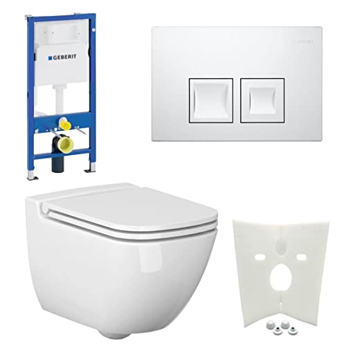 Vorwandelement + Ference WC + Drückerplatte + WC-Sitz Delta50 von HSI-Expert
