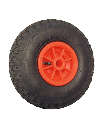 HSI Luftrad I Schubkarrenrad 3.00-4 I Ø 260 mm I Schubkarrenreifen mit Rillenprofil I Sackkarrenrad I Belastung bis zu 100 kg I Mit Kunststofffelge von TERGATO