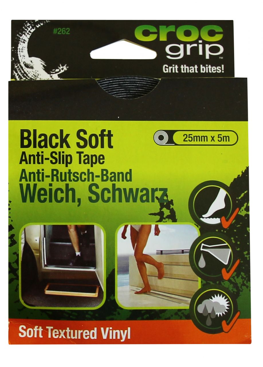 HSI Antirutschband Croc Grip selbstklebend Vinyl weich schwarz 25mm x 5m von HSI