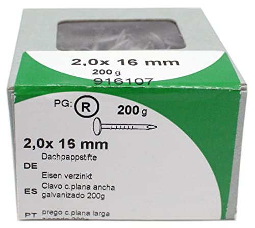 HSI Dachpappstifte, Eisen, verzinkt, 2,0x 16 mm, 200g von HSI