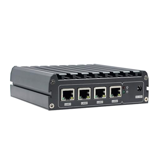 HSIPC Celeron J4125 Quad Core Firewall Micro Appliance, Mini PC, Nano PC, Router PC with onboard 8G RAM 64G SSD, 4 RJ45 2.5GBE AES-NI Compatible with Pfsense OPNsense von HSIPC