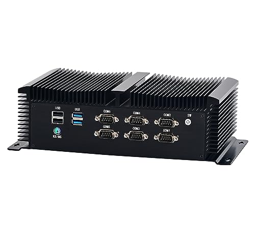 HSIPC Comet Lake i7 6 Core 10750H industrail PC, Fanless PC, IPC with 32G RAM 512G SSD 6 COM, 3 HDMI, 2 GBE, GPIO, USB WiFi Included von HSIPC