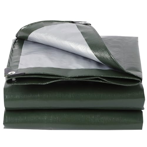 Canvas-Plane, robuste PE-Kunststoff-Plane mit Ösen, 2 x 10 m, wasserdichte Outdoor-Plane, wendbar, Grün und Silberbeschichtung, wasserdichte Plane für Regen, Camping, 2 x 10 m Canvas-Plane, robuste PE-Kunststoff-Plane mit Ösen, 2 x 10 m, wasserdichte Outdoor-Plane, wendbar, Grün und Silberbeschichtung, wasserdichte Plane für Regen, Camping, 2 x 10 m von HSIRYAOHD