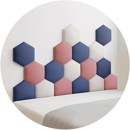HSIRYAOHD 3D-Wandpaneele, gepolstertes Kopfteil, Kollisionsschutz und selbstklebende Nachttisch-Wandpolsterung für Einzel- und Doppelbetten (Blau, 180 x 105 cm) von HSIRYAOHD