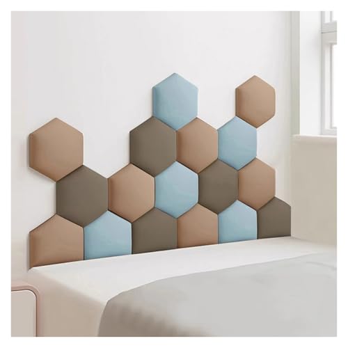 HSIRYAOHD Gepolsterte Wandpaneele, Set mit 17 Kopfteilpaneeln, selbstklebender Stoff-Wandaufkleber, Anti-Kollision, Kinderzimmer, 3D-Wandpolsterung (Dunkelbraun, 180 x 105 cm) von HSIRYAOHD