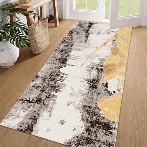 HSIRYAOHD Moderner Teppichläufer für Flur, rutschfeste Gummi-Rückseite, schmaler Läufer, Breite 60 cm, 70 cm, 80 cm, 90 cm, 100 cm, 120 cm, maschinenwaschbar, Bodenmatte (100 x 600 cm) von HSIRYAOHD