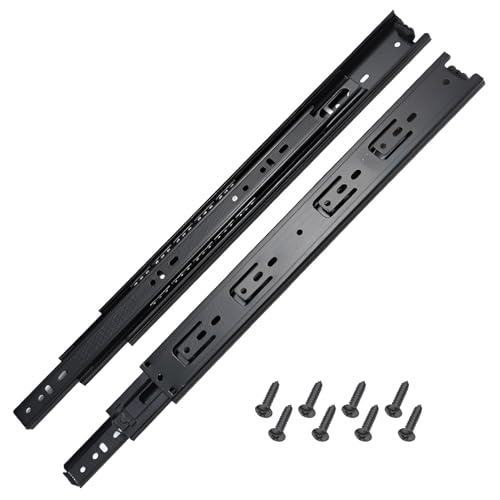 HSIRYAOHD Schubladenschienen, robust, Kugellager, 30 kg Tragkraft, schwarzer Stahl, seitliche Montage, 1 Paar (550 mm) von HSIRYAOHD