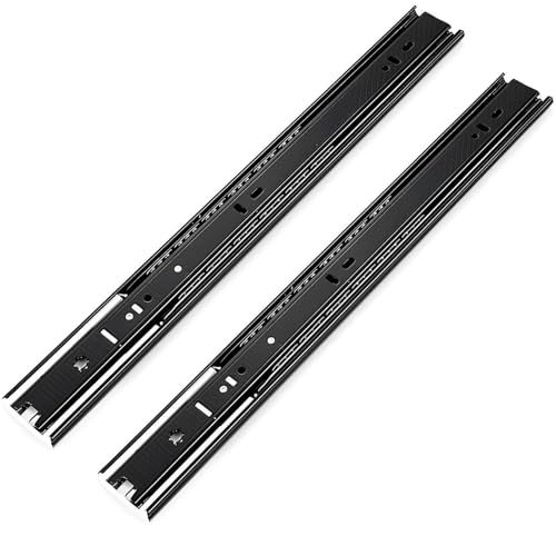 HSIRYAOHD Schubladenschienen mit sanft schließender Kugellager, strapazierfähig, 45,4 kg Tragkraft, seitliche Montage, Vollauszug, Kleiderschienen, Schwarz (450 mm) von HSIRYAOHD
