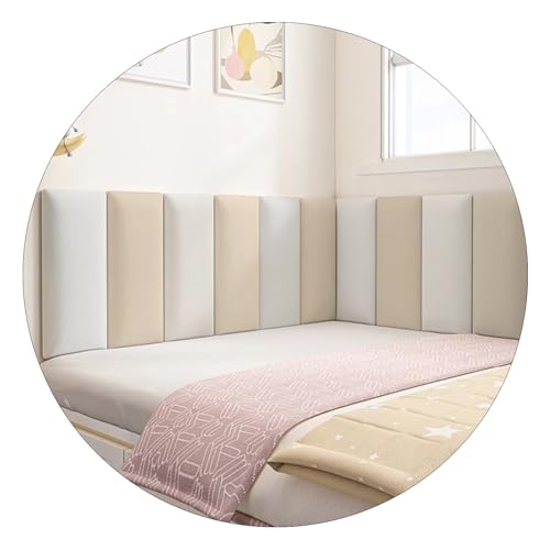 HSIRYAOHD Selbstklebendes Kopfteil, 3D-Wandpaneele, Kinder-Anti-Kollisions-Wandaufkleber, technisches Tuch, Kopfteil-Wandpolsterung für Einzel- und Doppelbetten (Aprikose, 120 x 50 cm) von HSIRYAOHD