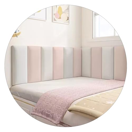 HSIRYAOHD Selbstklebendes Kopfteil, 3D-Wandpaneele, Kinder-Anti-Kollisions-Wandaufkleber, technisches Tuch, Kopfteil-Wandpolsterung für Einzel- und Doppelbetten (Hellrosa, 140 x 50 cm) von HSIRYAOHD