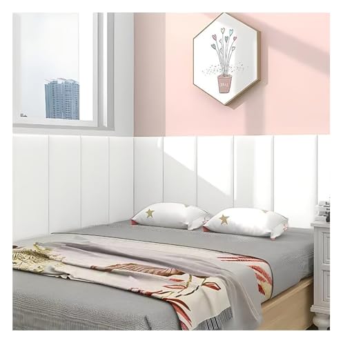 HSIRYAOHD Selbstklebendes Kopfteil, Leder gepolsterte Wandpaneele, wandmontierte Bettrückwand, 3D-Anti-Kollisions-Wandpolsterung, für Schlafzimmer, Dojo, Spielzimmer (Farbe: Weiß, Größe: HSIRYAOHD Selbstklebendes Kopfteil, Leder gepolsterte Wandpaneele, wandmontierte Bettrückwand, 3D-Anti-Kollisions-Wandpolsterung, für Schlafzimmer, Dojo, Spielzimmer (Farbe: Weiß, Größe: von HSIRYAOHD