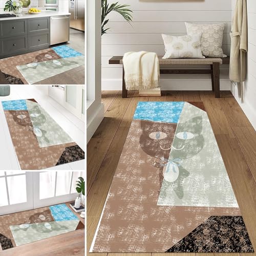 HSIRYAOHD Teppichläufer für Flur, moderner Langflächenteppich für Eingangsbereich, Küche, Schlafzimmer, Tür, Waschküche, waschbarer Boden, rutschfeste Matten (80 x 450 cm) von HSIRYAOHD