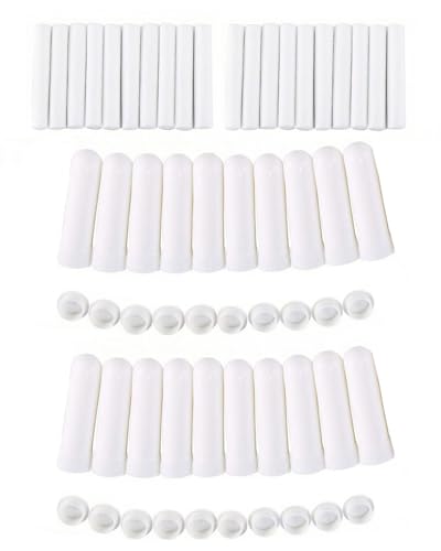 HSIXHAF 20 pcs Riechstifte für ätherische öle,Gute Hygroskopizität Naseninhalator Stift Riechstäbchen mit Docht Nachfüllbarer Inhalator Stick, Weiß von HSIXHAF