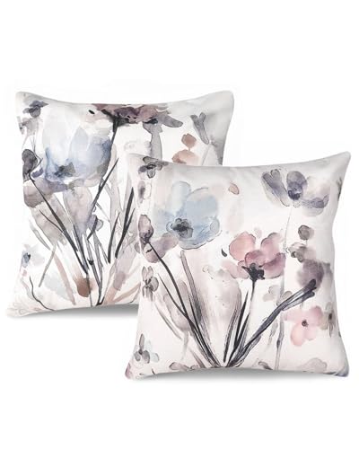 HSIXHAF Blumen Kissenbezüge Set mit 2 Kissenbezügen 40 * 40 cm Moderne abstrakte Blumen Aquarellmalerei Dekorationskissenbezüge quadratisch weich Bauernhaus Kissenbezüge für Couch Sofa Bett Auto HSIXHAF Blumen Kissenbezüge Set mit 2 Kissenbezügen 40 * 40 cm Moderne abstrakte Blumen Aquarellmalerei Dekorationskissenbezüge quadratisch weich Bauernhaus Kissenbezüge für Couch Sofa Bett Auto von HSIXHAF