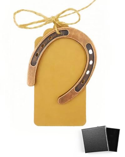 HSIXHAF Personalisiert Glückshufeisen für Hochzeit oder Einzug Geschenk Set,Hufeisen Deko Set mit Glücksbringer Kindergeburtstag mit Geschenkbox aus Kraftpapier zum Einzug Abschlussgeschenk von HSIXHAF