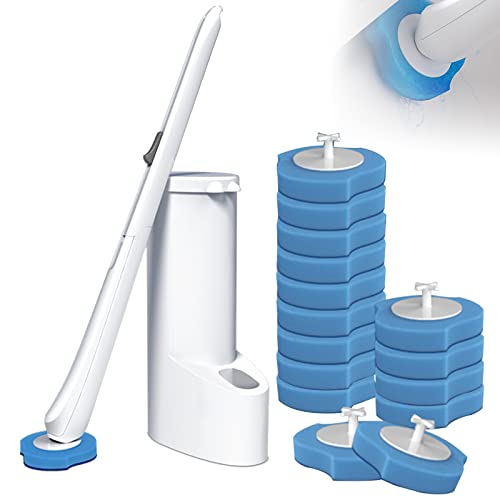 Einweg-WC-Reinigungssystem,HSJKWPT Einweg-Toilettenbürste mit 16 Toilettenstab-Ersatzköpfen WC-Bürste mit Halter einweg toilettenbürste Set für die Badreinigung von HSJKWPT