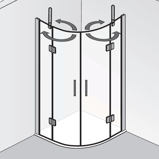 HSK Aperto Pro Runddusche 4-teilig, pendelbar, 2 Drehtüren 28505xxx550 von HSK Duschkabinenbau KG