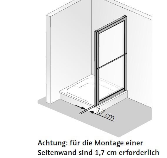 HSK Favorit Seitenwand zur Drehpunkttür, Gleittür, Falttür und Klapptür 13xxxx links 750 mm nein 6 mm Echtglas klar hell 1600 mm Alu silber-matt von HSK Duschkabinenbau KG