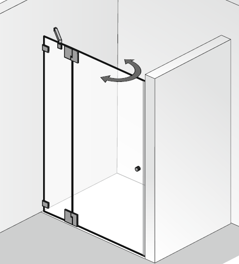 HSK Kienle K.04 Drehtür mit 180°-Beschlag an Nebenteil K.04 von HSK Duschkabinenbau KG