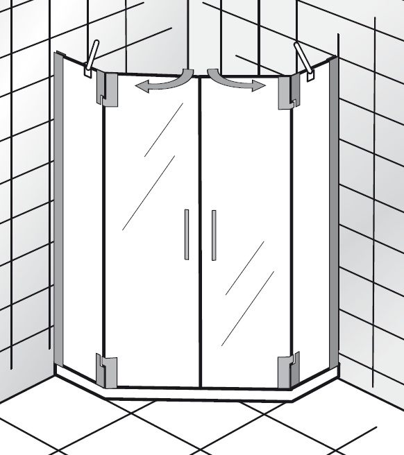 HSK K2 P Fünfeckdusche 4-teilig, 2 Drehtüren und 2 Seitenteile 2162xxx von HSK Duschkabinenbau KG