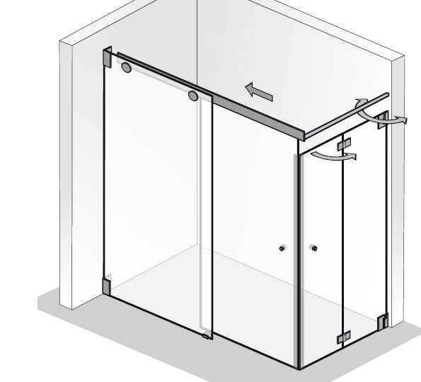 HSK K2.19 Gleittür 2-teilig mit Drehfalttür K2.19 von HSK Duschkabinenbau KG