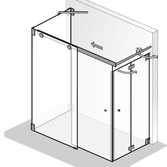 HSK K2.39 Gleittür 2-teilig mit Drehfalttür und Seitenwand K2.39 von HSK Duschkabinenbau KG