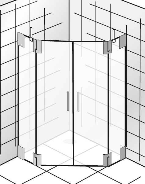 HSK K2.62 Fünfeckdusche, 2 Drehtüren und 2 Seitenteile K2.62 von HSK Duschkabinenbau KG