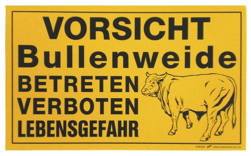 Schild - Vorsicht Bullenweide - Gr. ca. 25x15cm - Tiere Landwirtschaft - 308294 von HSK