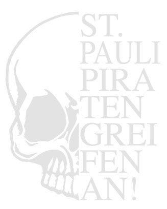 Aufkleber Applikation - Totenkopf Skull Schädel - St. Pauli Piraten greifen an ! - AP1707 - versch. Farben u. Größen Farbe silber, Größe 25cm von HSK