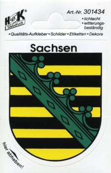 Auto-Aufkleber Sachsen Gr. ca. 8 x 9cm 301434 Stadtwappen Landeswappen Fahne von PGONA