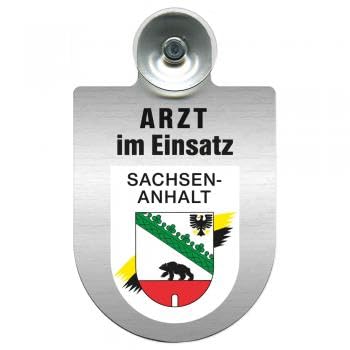 Einsatzschild Windschutzscheibe incl. Saugnapf - Arzt im Einsatz - 309352 - incl. Regionen nach Wahl Farbe Region Sachsen-Anhalt von HSK