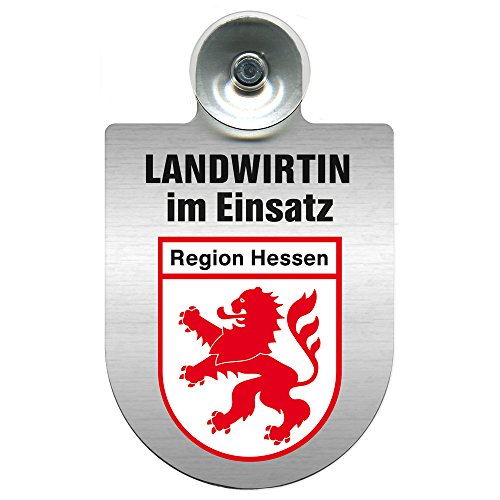 Einsatzschild Windschutzscheibe incl. Saugnapf - Landwirtin im Einsatz - 309738- Regionen nach Wahl Farbe Region Hessen von HSK