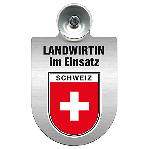 Einsatzschild Windschutzscheibe incl. Saugnapf - Landwirtin im Einsatz - 309738- Regionen nach Wahl Farbe Region Schweiz von HSK