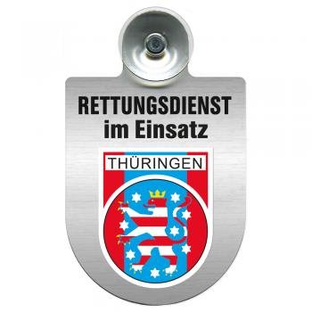 Einsatzschild Windschutzscheibe incl. Saugnapf - Rettungsdienst im Einsatz - incl. Wappen nach Wahl - 309354 Farbe Region Thüringen von HSK