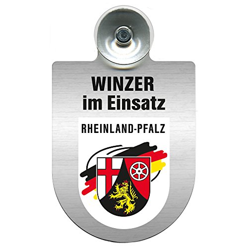 Einsatzschild Windschutzscheibe incl. Saugnapf - Winzer im Einsatz - 309466- incl. Regionen nach Wahl Farbe Region Rheinland-Pfalz von HSK