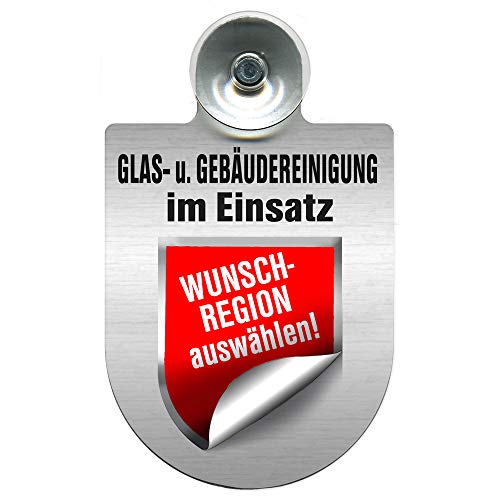 Einsatzschild für Windschutzscheibe incl. Saugnapf - Glas- u. Gebäudereinigung im Einsatz - 309399- Wappen nach Wahl von HSK