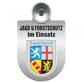 Einsatzschild für Windschutzscheibe incl. Saugnapf - Jagd + Forstschutz im Einsatz - Wappen nach Wahl - 309729- Farbe Region Saarland von HSK