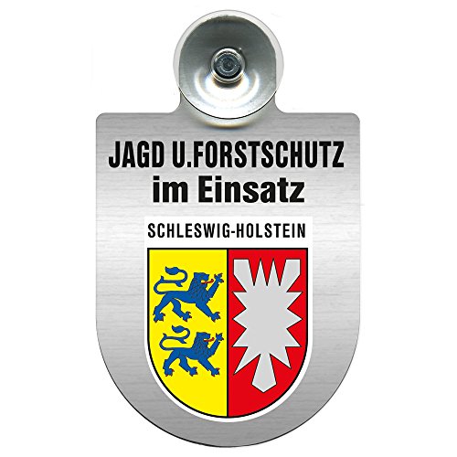 Einsatzschild für Windschutzscheibe incl. Saugnapf - Jagd + Forstschutz im Einsatz - Wappen nach Wahl - 309729- Farbe Region Schleswig-Holstein von HSK