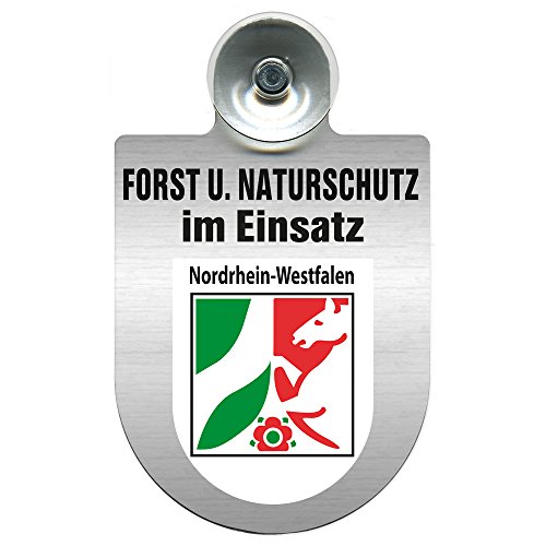 Einsatzschild mit Saugnapf - Forst u. Naturschutz im Einsatz 393813 incl. Regionenwappen nach Wahl Farbe Region Nordrhein-Westfalen von HSK