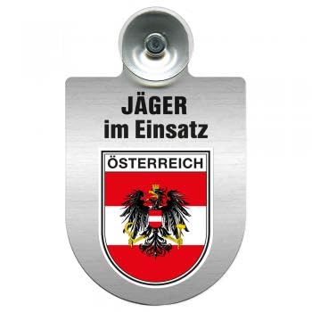 Einsatzschild mit Saugnapf - Jäger im Einsatz - 393821 incl. Regionenwappen Farbe Region Österreich von HSK